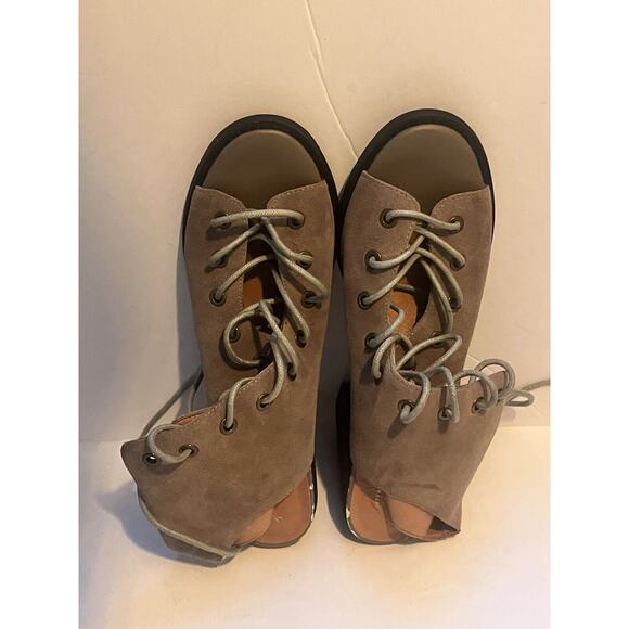 Jeffrey Campbell x Anthropologie Cors3 •9.5•Suede Peep Toe Lace-up Ankle Bootie - Picture 4 of 9